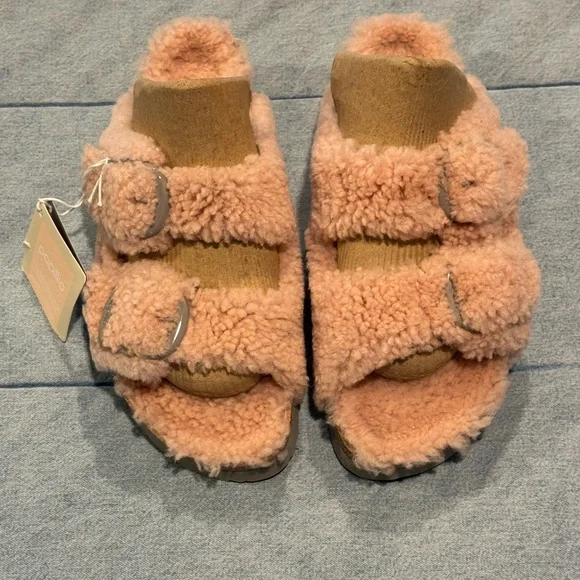 NWT Papillio by Birkenstock Rose Arizona Big Buckle Platform Teddy Eu 41/US 10